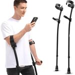 HEALTHBAZAAR Forearm Crutches for Adults, Fashionable Elbow Crutches with Ergonomic Handgrips - Stepless Adjustable Height - All Terrain Tip & Slip-Resistant Base - Magnetic Grip…