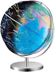 VEVOR Illuminated World Globe with Stand, 13 in/330.2 mm, Educational Earth Globe with Stable Heavy Metal Base and LED Constellation Night Light HD Printed Map, Spinning for Kids Classroom Learning