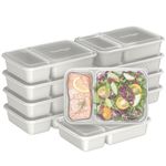 Bentgo 20-Piece Lightweight, Durable, Reusable BPA-Free 2-Compartment Containers - Microwave, Freezer, Dishwasher Safe - Whisper Gray