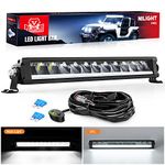 Nilight 15.5 Inch LED Light Bar DRL 60W 6650LM Anti-Glare Offroad Slim IP68 Single Row Flood Spot Driving Lights w/ 16AWG DT Wiring Kit for Pickup Truck SUV ATV UTV Boat 4x4 Jeep, 5 Years Warranty