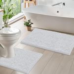 LuxUrux Bathroom Rug Mat -Extra-Soft Plush Bath Shower Bathroom Rug,1'' Chenille Microfiber Material, Thickening Shaggy Tub Mat Carpet, Super Absorbent. Machine Wash & Dry (Curved Set, White)