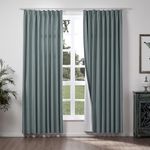 ChadMade Extra Wide Curtain 100" W x 96" L Polyster Linen Drape with Blackout Lining Pinch Pleat Curtain Solid Luxury Drapable Livingroom Dark Grey (1 Panel)