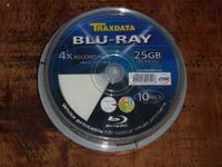 10 TRAXDATA BLU-RAY BLANK DVD DISC BD-R PRINTABLE 25GB