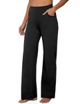 VOOVEEYA Wide Leg Pants for Women, Yoga Dress Pants with Pockets High Waist Casual Lounge Sweatpants Petite/Tall/Regular (Black XL)