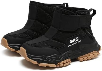 BKGywcs Boys Snow Ankle Boots Waterproof Adjustable ‌Hook & Loop‌ Zip Faux Fur Insulated Lined Booties for Youth Children, Anti-Slip ‌Winter Shoes for Girls Kids Cold Weather Outdoor Hiking Shoe