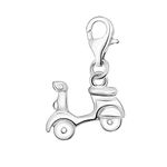 Quiges 925 Sterling Silver 3D Scooter Lobster Clasp Charm Clip on Pendant