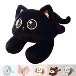 uoozii 20" | 4 Pounds Black Cat Weighted Stuffed Animals with Unscented Microwavable Heating Pad, Cute Coolable Heatable Weighted Plush Warm Gift for Stress & Period Pain Relief