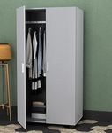 URBNLIVING Orlando Wooden 2 Door Kids Wardrobe Bedroom Storage Clothes With Hanging Bar (Grey) (ORL67)