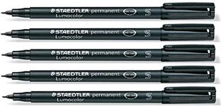 STAEDTLER Lumocolor Black Superfine Permanent Marker Pens Pack Of 5 Waterproof Smudge Resistant Quick Dry Cd Dvd Ohp