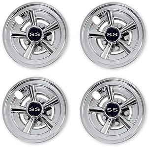 NOKINS Golf Cart Hubcaps 8 Inch Set of 4, Club Car/Ezgo/Yamaha Tires Wheel Covers,Chrome Accessory & Accessories