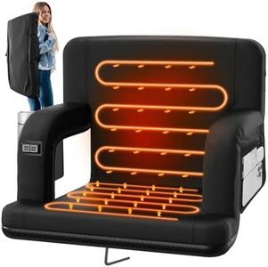 25" Dual Area Heated Bleacher Chairs with Back Cushion, Portable Heated Stadium Seats for Bleachers with Back Support, 6 Reclining Positions, 3 Heat Modes for Outdoor Camping Sports Game