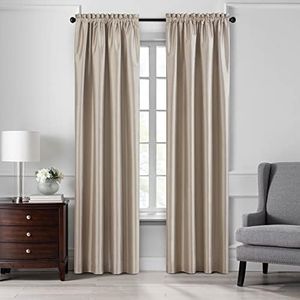 Elrene Home Fashions Colette Faux Silk Blackout Window Curtain Panel, 52" x 95" (1, Taupe