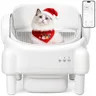 Self Cleaning Litter Box,Open Top Automatic Litter Box with App Control for Multiple Cats, Safety Sensors Protection, Odor Control Includes 2 roll Liners,Large Waste Bin, Cream White