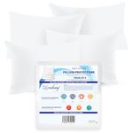 Eutony Pillow Protectors 4 Pack 100% Cotton Zipped - Ultra Luxe Zipped Pillow Protectors, Cotton Pillow Protectors, Soft & Breathable Hypoallergenic 50 x 75cm - White