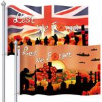 2 Pack Lest We Forget Flag, 3 X 5 Ft Remembrance Day Flag Vivid Color Polyester Sunday Flag for War Heroes Soldiers Armed Forces Remembrance Day Decorations