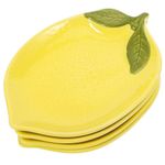 Amosfun Ceramic Appetizer Plates 4pcs Lemon Tray Fruit Shaped Bowl Salad Serving Container Sauce Dipping Dish Porcelain Dessert Platter Sushi Boat