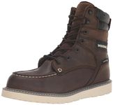 WOLVERINE Men's Trade Wedge Waterproof Steel Toe 8" Construction Boot, Dark Brown, 10.5
