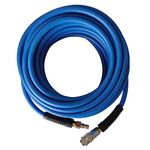 aunstarwei PVC/Rubber Hybrid Air Hose Blue with 1/4" Europe Steel Quick Coupler and Plug Fittings, 10m Length