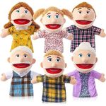 6 Pcs Family Members Hand Puppets Toy Set 12 Inch Mouth Opening Hand Puppet Plush Toys Role-Play Toy Puppets for Kids Storytelling Imaginative Pretend Play Teaching Preschool