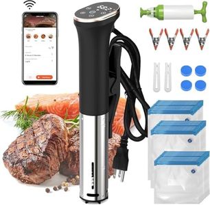 Karinear WIFI Sous Vide Kit Set with Extractor Pump Sealed Bag Clip with Temperature Time LED Stainless Steel Precision Cooker Immersion Circulator 1100W APP Comes with Recipes