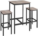 VASAGLE Bar Table and Chairs Set, Square Bar Table with 2 Bar Stools, Dining Pub Bar Table Set for 2, Space Saving for Kitchen Breakfast, Living Room, Party Room, Heather Greige and Ink Black