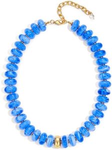 HolidayQbee Beaded Necklace for Women Chunky Beaded Necklace Boho Blue Big Bead Statement Green Choker Necklaces Fashion Trendy Summer Beach Jewelry Gifts