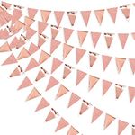 30 Ft Rose Gold Double Sided Glitter Metallic Paper Triangle Flag Pennant Bunting Banner for Wedding Birthday Holiday Festivals Anniversary Bridal Shower Hen Party Theme Party Decorations Supplies