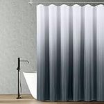 Polyester Ombre Shower Curtains for Bathroom, Waterproof Liner with 12 Hooks,Machine Washable (72 x 72 inch, Dark Grey)