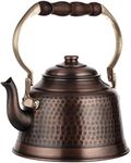 DEMMEX 100% Handcrafted Heavy Gauge 1mm Thick Hammered Antique Solid Copper Tea Kettle Pot Stovetop Teapot, 2.5lb, 2 Quarts