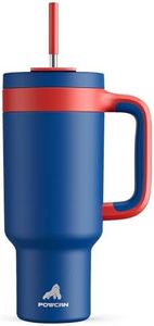 POWCAN 40 oz Tumbler with Handle, 2-in-1 Straw and Sip Lid, Leakproof, Dishwasher Safe, Insulated Stainless Steel Travel Coffee Mug, Keeps Cold for 34 Hours, Fits in Car Cup Holder (Superman)