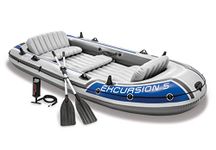 AmazOpen® Sport Series Excursion 5 Inflatable Raft Boat Set with 2 Aluminium Oars and High Output Hand Air Pump for Adults (5 Person) - 68325