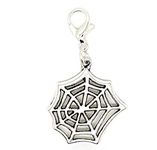 JewelleryJoy Halloween Spider Web Charm Lobster Clasp for Silver European Chain Link Bracelet in Organza Gift Bag