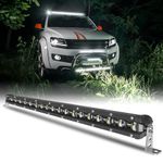 JG-AUTO 20 inch LED Light Bar Single Row Slim Lihgt Bar 90W 12000LM Auxiliary Light 6500K Spot Beam Driving Light Fog Light for Off-road Cars SUV UTV ATV Truck Marine Grille