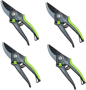 GARDEN GURU Bypass Pruner Elite - High Carbon Steel Bypass Hand Pruner Pruning Shears Scissors Clippers - Comfort Grip Handles - Perfect for Gardening Trimming Pruning (4 Pack)