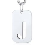 Military Dog Tags Stainless Steel Necklace Letter Jewellery for Men J Necklace Gifts for Christmas