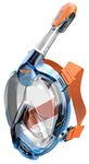 SEAC Fun, Full Face Snorkeling Mask for Children 10+ and Small Faces, Safety Release Buckles, Blue/Orange, xs-s