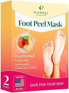 PLANTIFIQUE Foot Peeling Mask (2 Pairs) - Peeling Foot Mask Dermatologically Tested Repairs Heels & Removes Dry Dead Skin for Baby Soft Feet - Exfoliating Foot Peel Mask for Dry Cracked Feet (Peach)