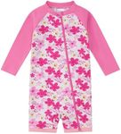upandfast Baby Girls One Piece Swimsuit Toddler Long Sleeve Rashguard UPF 50+ Infant Swimwear(Yellow Flower,9-12 Months)