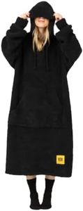 Big Blanket Co Premier Plush Hoodie Black | Ultra-Soft Wearable Blanket | Plush Sherpa-Lined Hoodie Blanket | One Size Fits All