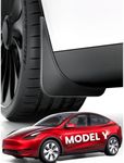 REEVAA 2024 Upgrade Tesla Model Y Accessories - Mud Flaps [Military-Grade Upgrade] [No Drilling Required] All-Weather Mud Splash Guard Body Kits for Tesla Model Y 2024-2020, Black (Set of 4)