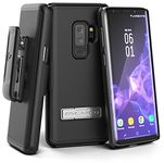 Encased Samsung Galaxy S9 Plus Case with Belt Clip Holster (Slimline Series) Combo Case w/Unbreakable Alloy Kickstand (Smooth Black)