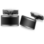 HONEY BEAR Mens Rectangle Business Wedding Cufflinks (Black)