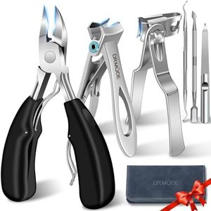 Toenail Clippers for Seniors Thick Toenails, Nail Clipper Set with Ingrown Toenail Tool & 16mm Wide Opening Nail Clippers for Men & 360 Degree Rotary Fingernail Clipper & Leather Case and Nail File