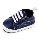 LACOFIA Baby Boys Shoes Infant Anti-Slip Soft Sole First Walking Shoes Lace-up Prewalkers Navyblue 3-6 Months