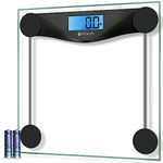 Etekcity Digital Bathroom Body Weight Scale, High Precision Smart Step-On Technology, Tempered Glass, Backlit Display, 2x1.5V AAA Batteries, 400 lb/180 kg,Black (EB4074C)