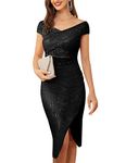 JASAMBAC Off Shoulder Dresses Women Front Slit Temperamental Dress Sleeveless Gowns Evening Dresses Black L