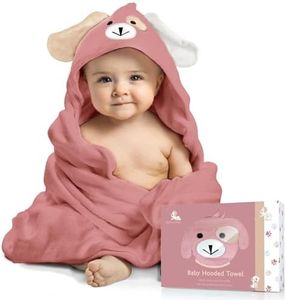 FOREVERPURE Baby Hooded Towel, Viscose Made from Bamboo, Soft and Absorbent, Extra Large 35 x 35 Inches, Newborn Infant Bath Towel, Mauve Rose