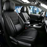 Car Seat Covers , Luxury Breathable Waterproof Faux Leatherette Car Seat Covers Cushion Protectors with Lumbar Support, Car Seat Cushion, Universal Fit Most Cars (FULL BLACK, Full Set - 5 Seats)