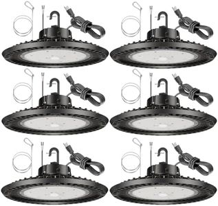 BFT lite UFO LED High Bay Light 240W 6 Pack High Bay LED Shop Lights 36,000LM 5000K 0-10V Dimmable 5' Cable with US Plug ETL Listed High Bay Lights for Shop Warehouse Factory Barn Black