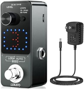 LEKATO Looper Pedal, Guitar Looper Pedal with 9V 0.6A Pedal Power Supply Adapter, Guitar Effect Looper Pedal with SYNC & Tuner Function Looper Pedal for Electric Guitar 3 Loops 18 Minutes Record Time